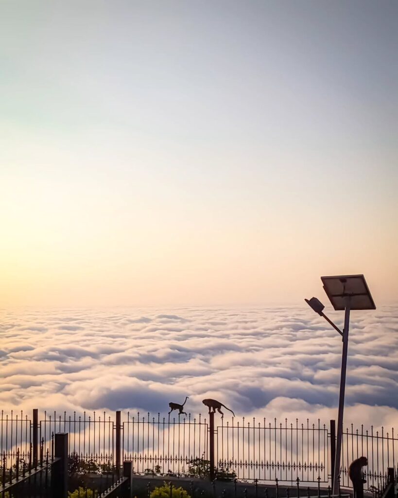 nandhi hills with milky clouds